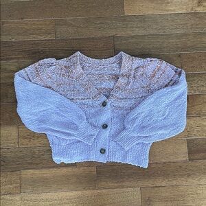 J. Crew Lavender and Orange Cardigan